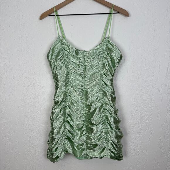 Lucy in the Sky Cara Satin Ruched Mini Dress Size Medium - Picture 2 of 5